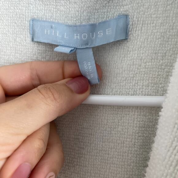 Hill House Hotel Robe L/XL Bathrobe Blue Floral Cotton Cottagecore Trim Belted - Picture 6 of 8